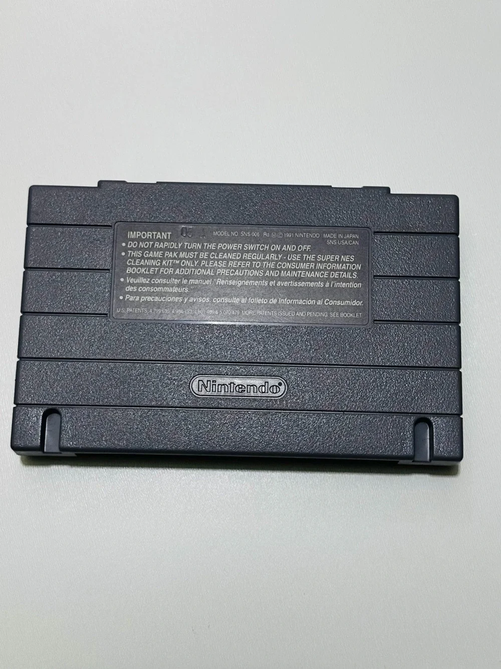 Tecmo Ninja Gaiden Trilogy Super Nintendo Game Cartridge - Gray